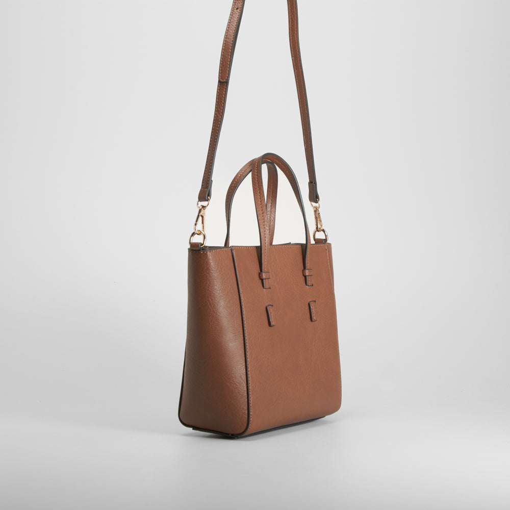 Bolso sintético cuero asa larga marrón PICCOLA PIU