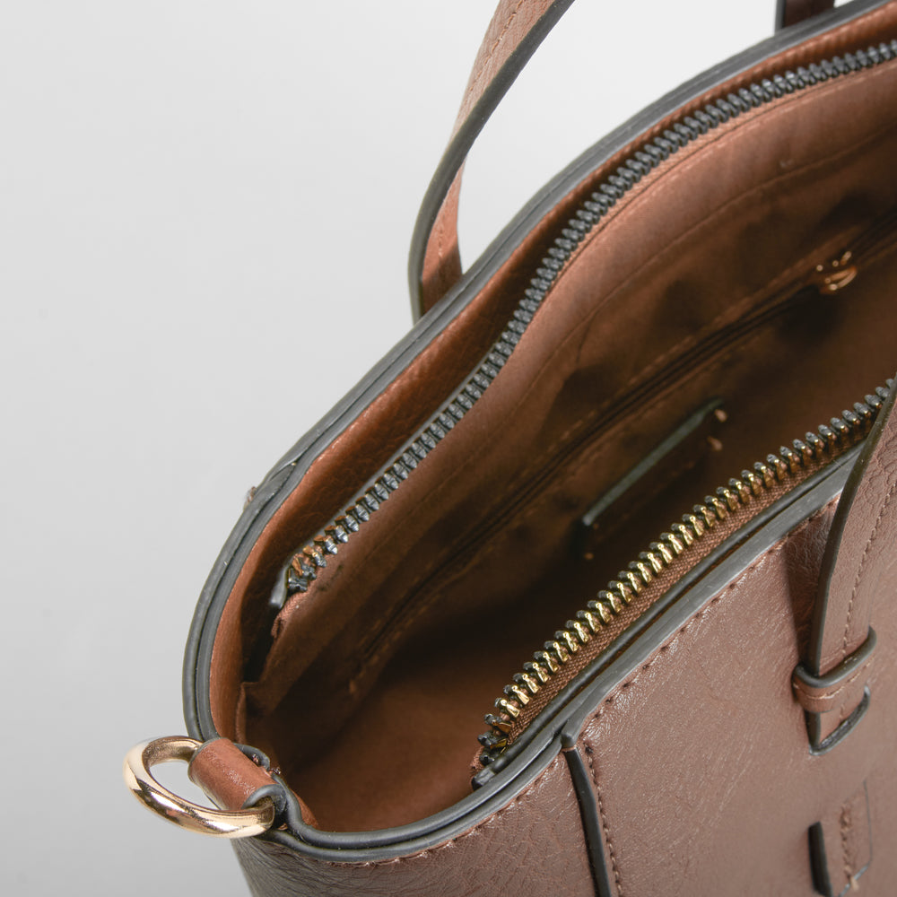 Bolso sintético cuero asa larga marrón PICCOLA PIU