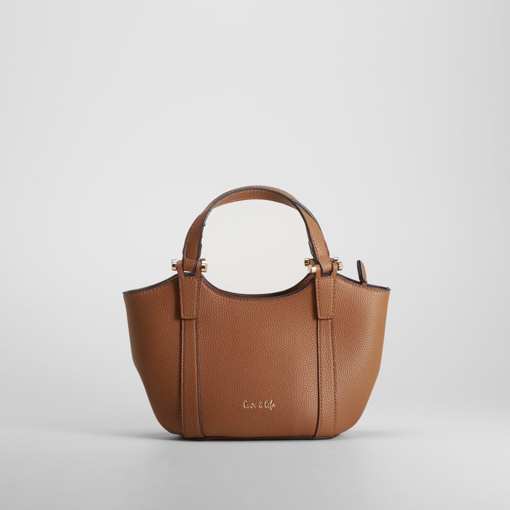 Bolso de mano efecto ante beige Piccola Piu