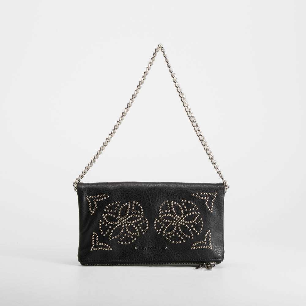Bolso bandolera diseño metálico negro PICCOLA PIU