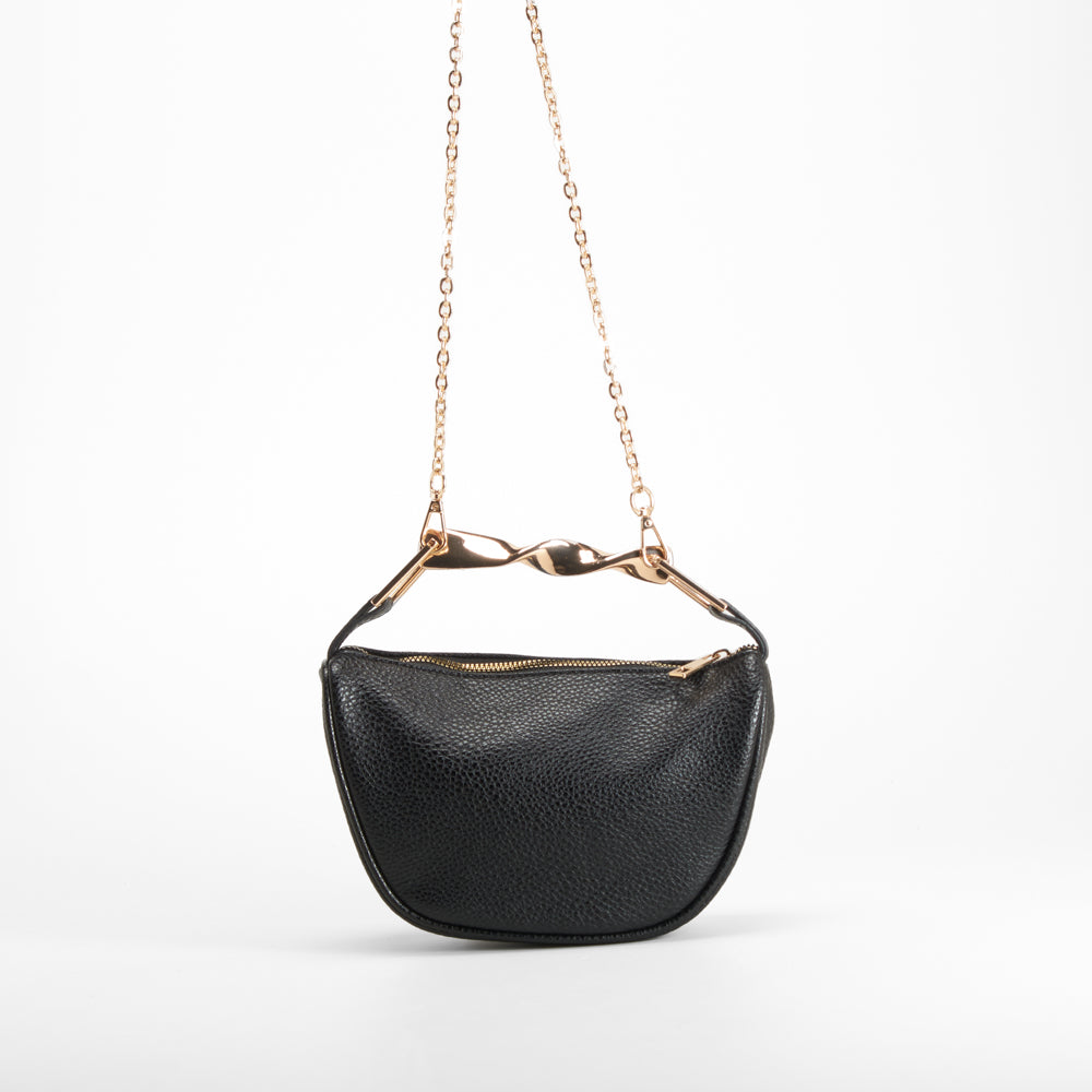 Bolso bandolera asa dorada negro Piccola Piu