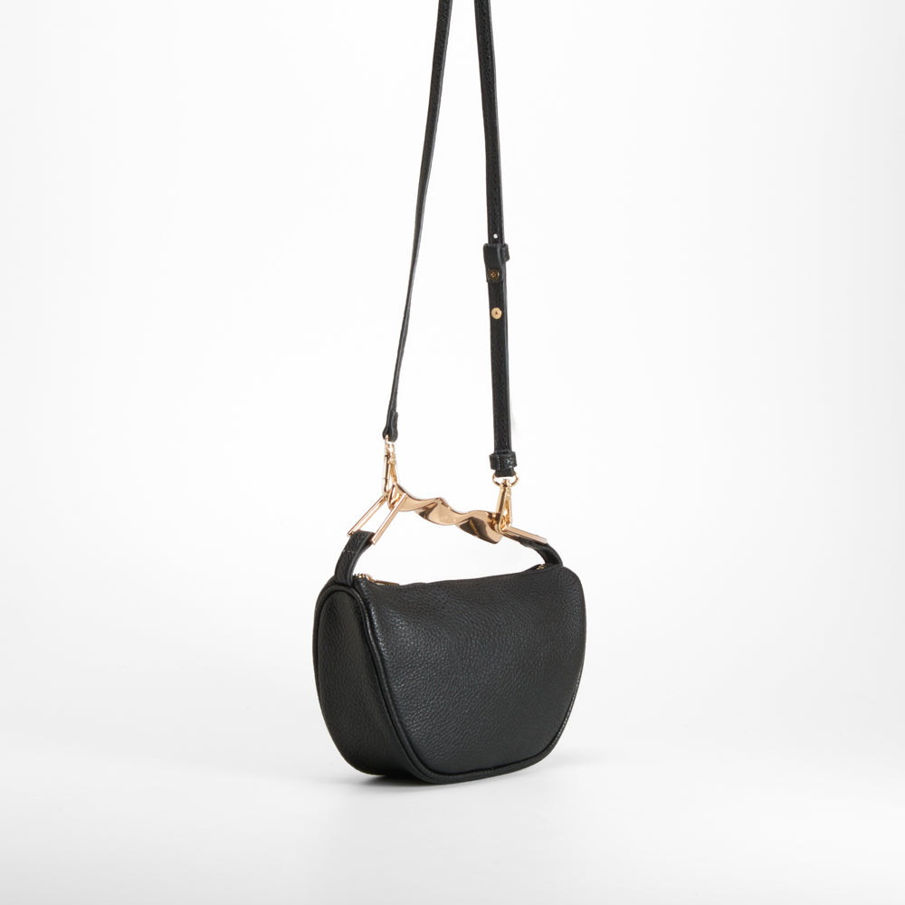Bolso bandolera asa dorada negro Piccola Piu