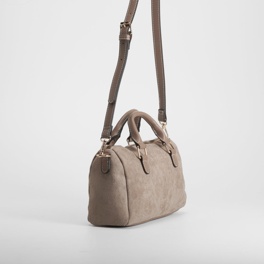 Bolso bombé efecto cuero marrón Piccola Piu