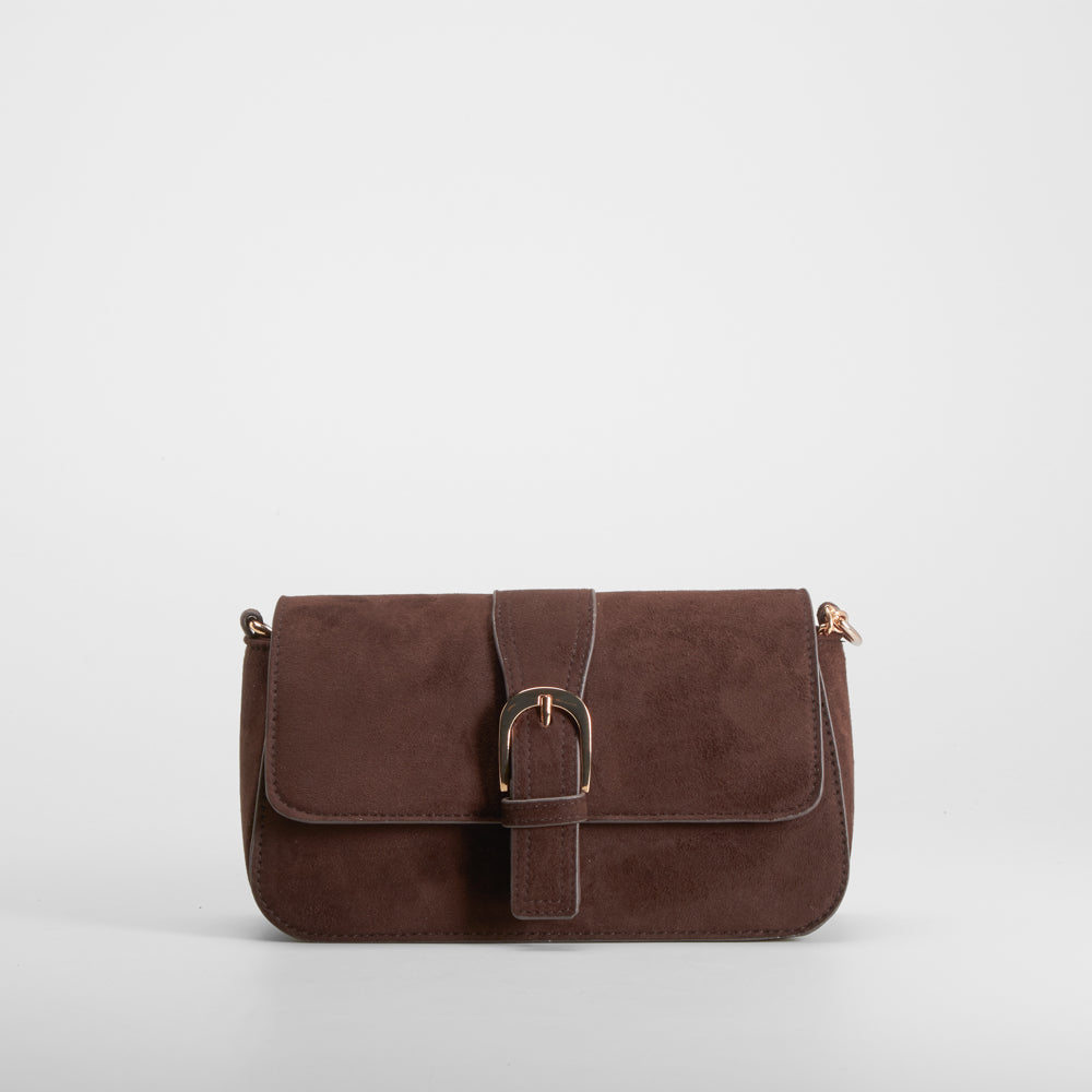 Bolso bandolera hebilla dorada marrón PICCOLA PIU