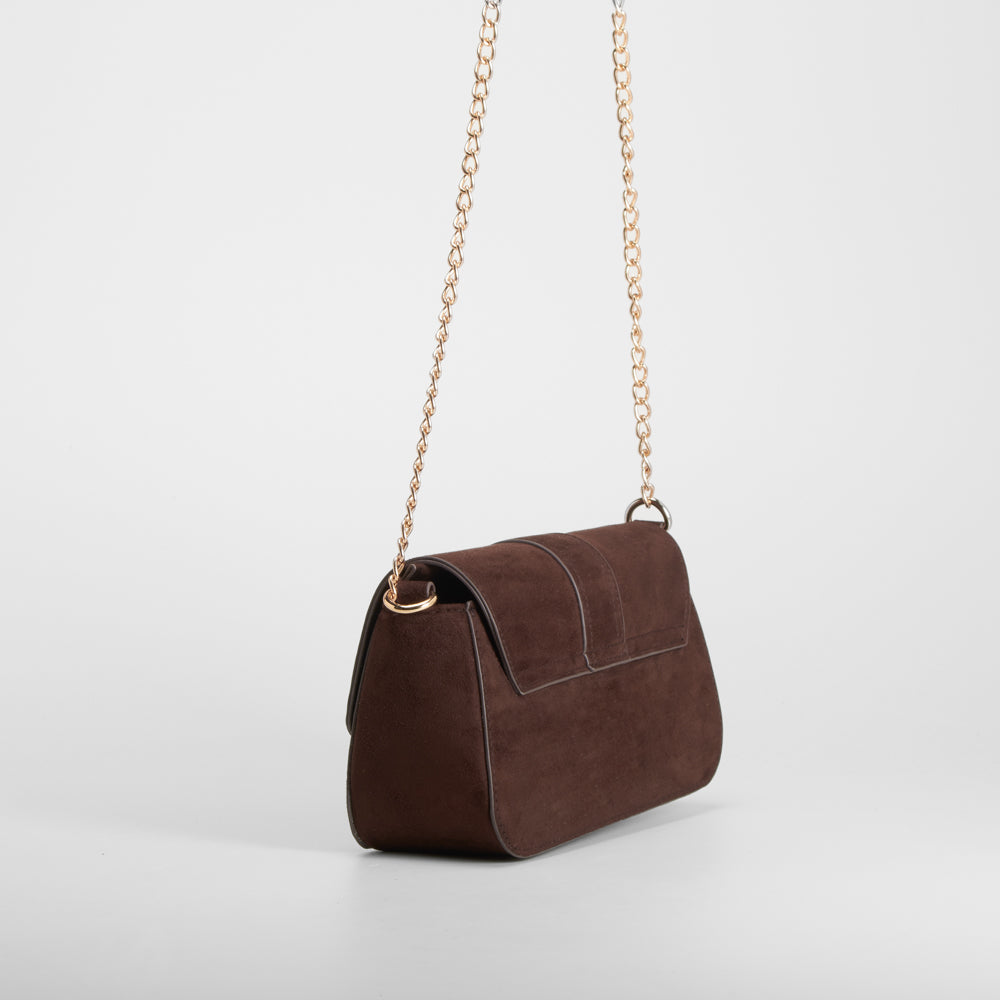 Bolso bandolera hebilla dorada marrón PICCOLA PIU