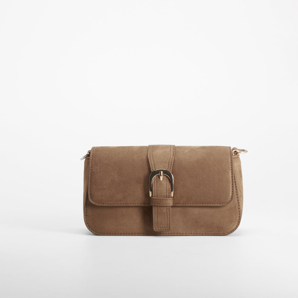 Bolso bandolera cadena antelina marrón PICCOLA PIU