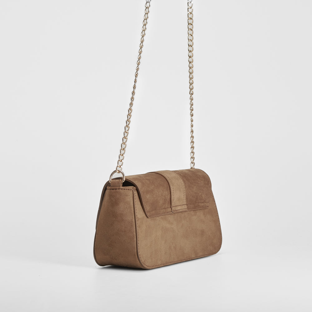 Bolso bandolera cadena antelina marrón PICCOLA PIU