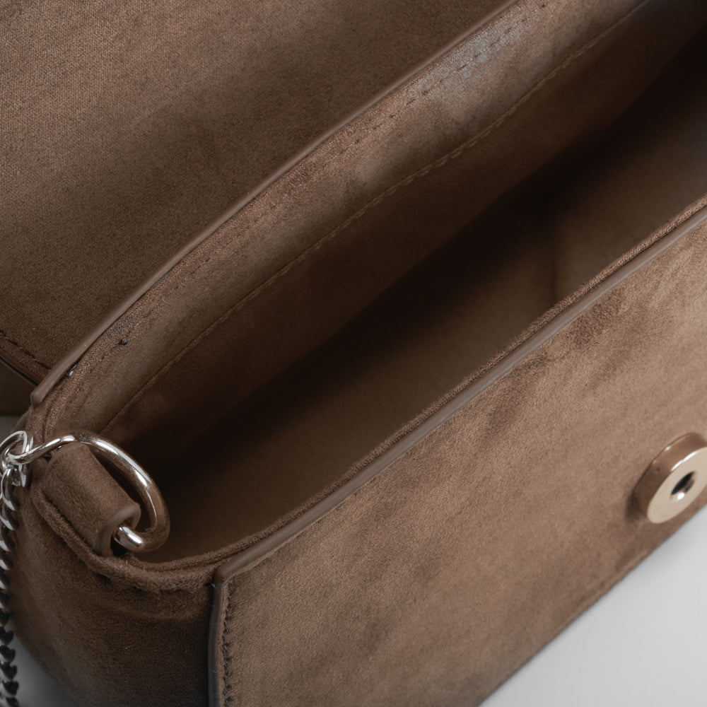 Bolso bandolera cadena antelina marrón PICCOLA PIU