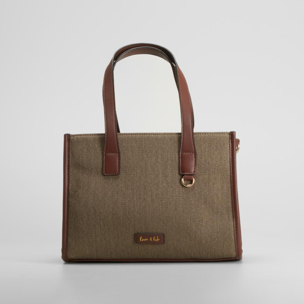 Bolso shopper canvas marrón PICCOLA PIU
