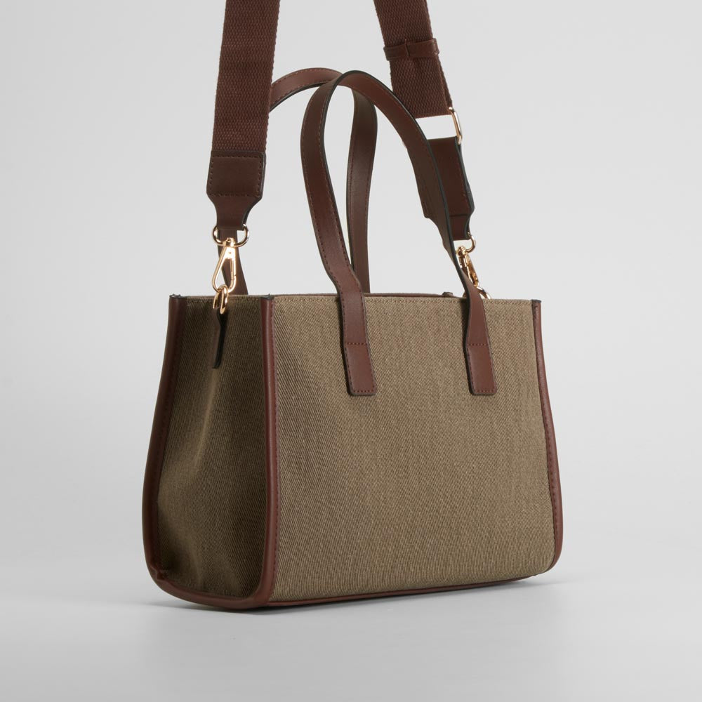 Bolso shopper canvas marrón PICCOLA PIU