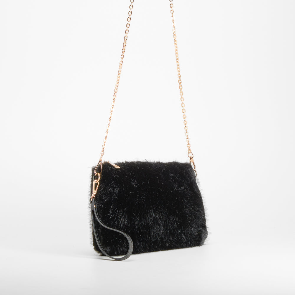 Bolso pelo cadena negro Piccola Piu