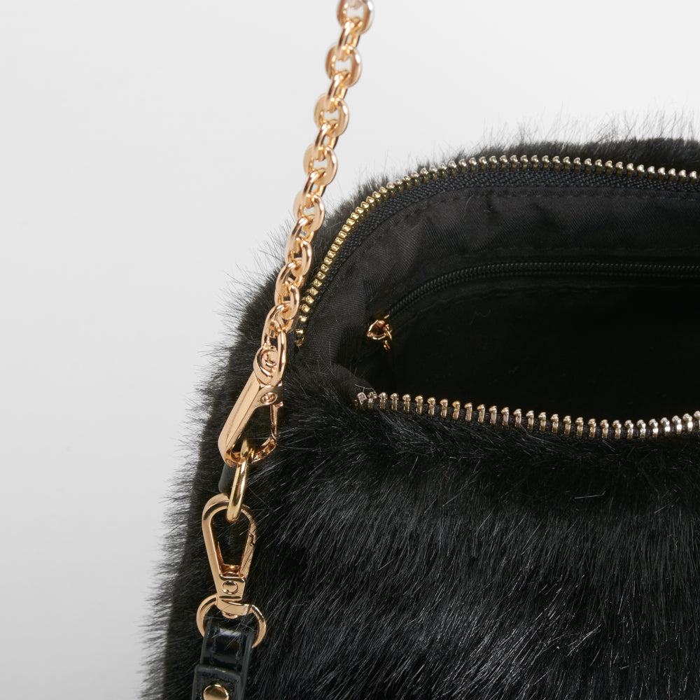 Bolso pelo cadena negro Piccola Piu