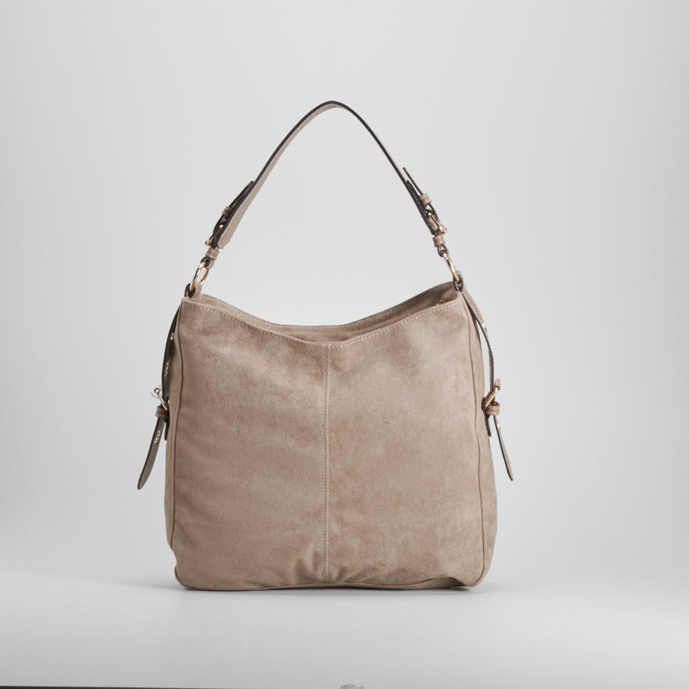 Bolso hombro efecto antelina beige PICCOLA PIU