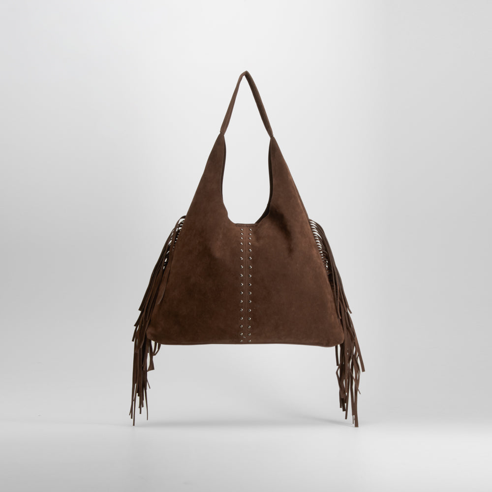 Bolso flecos estilo moderno marrón PICCOLA PIU