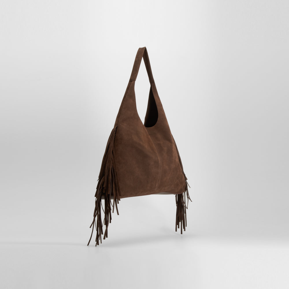 Bolso flecos estilo moderno marrón PICCOLA PIU