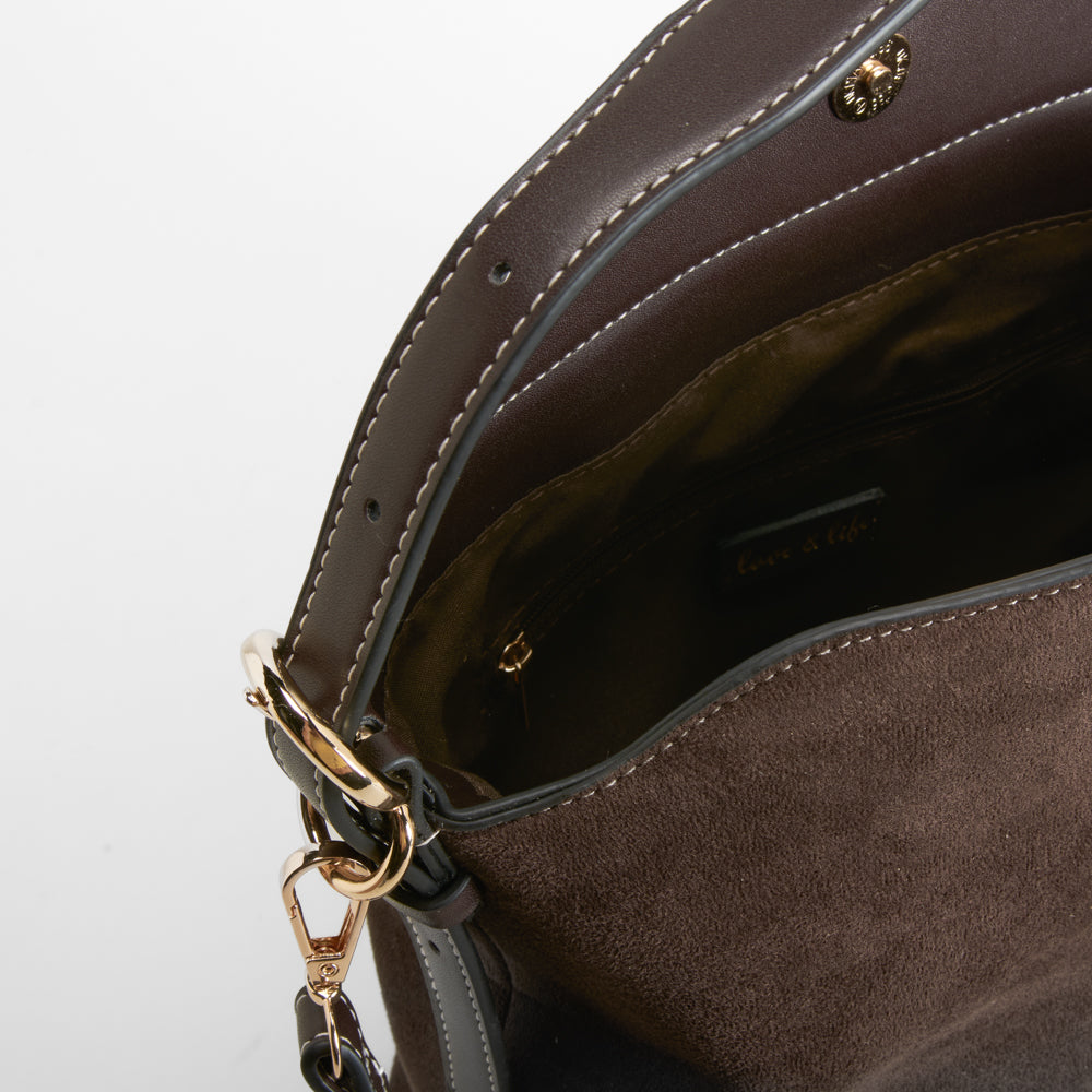 Bolso hombro efecto ante marrón PICCOLA PIU