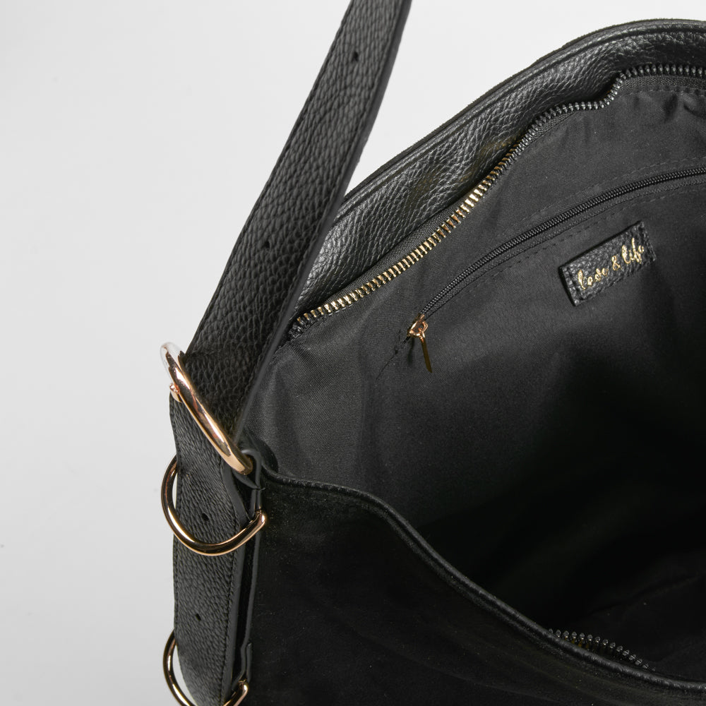 Bolso hombro efecto ante negro PICCOLA PIU