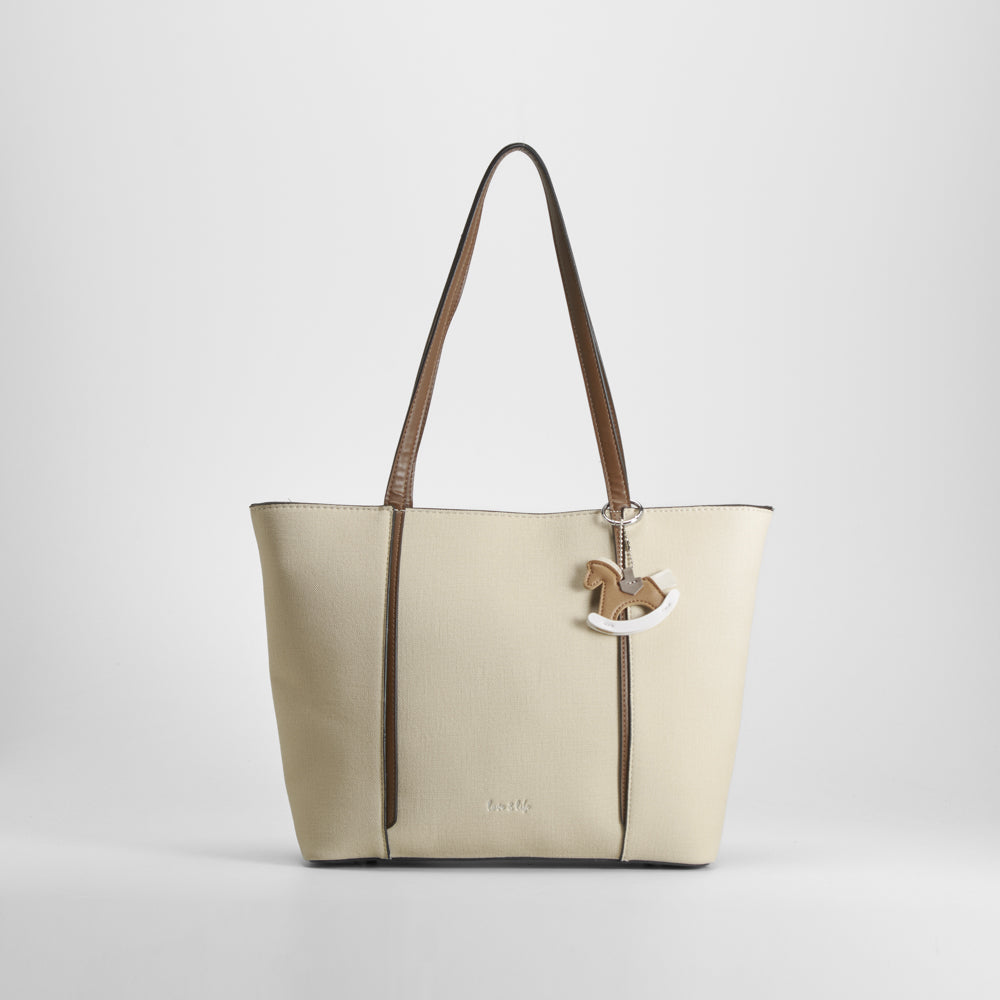 Shopper textil  detalle beige Piccola Piu