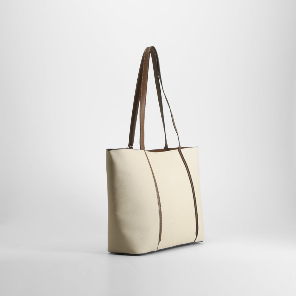 Shopper textil  detalle beige Piccola Piu