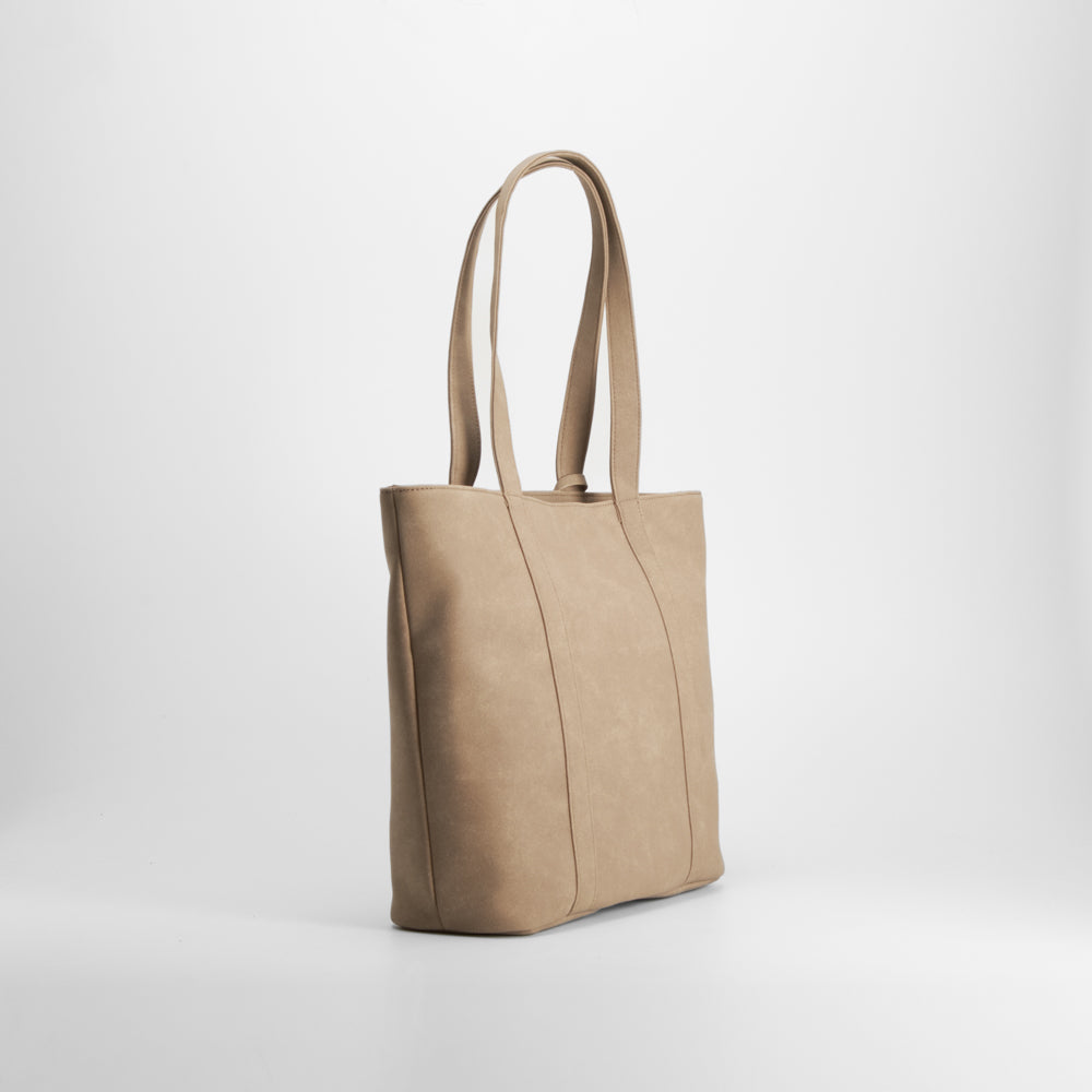Bolso shopper asa larga colgante beige PICCOLA PIU
