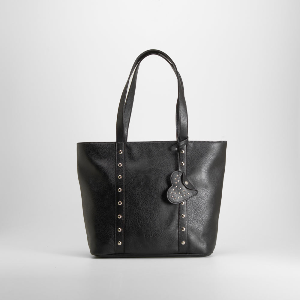 Bolso shopper asa larga colgante negro PICCOLA PIU