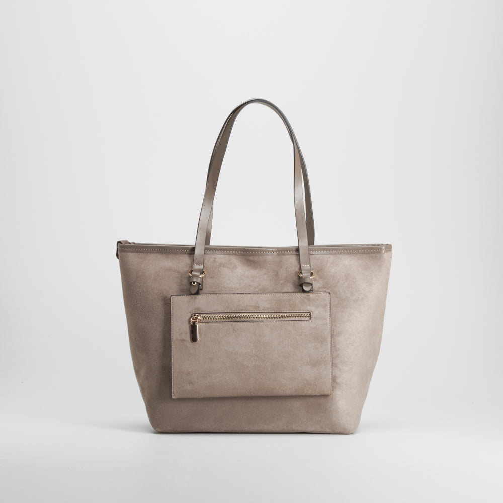 Bolso shopper efecto ante asas marrón PICCOLA PIU