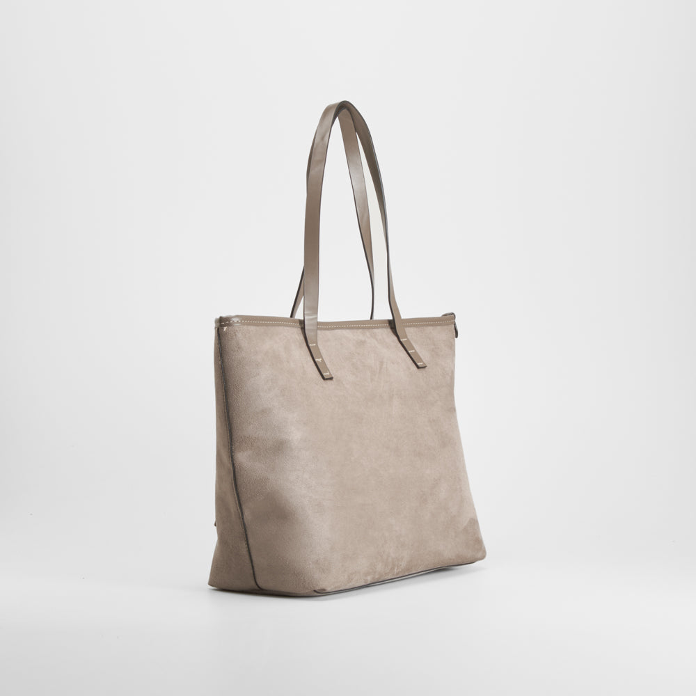 Bolso shopper efecto ante asas marrón PICCOLA PIU