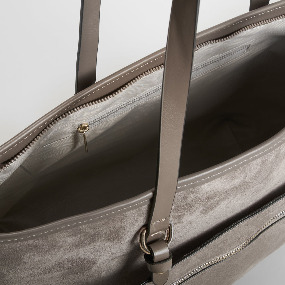 Bolso shopper efecto ante asas marrón PICCOLA PIU
