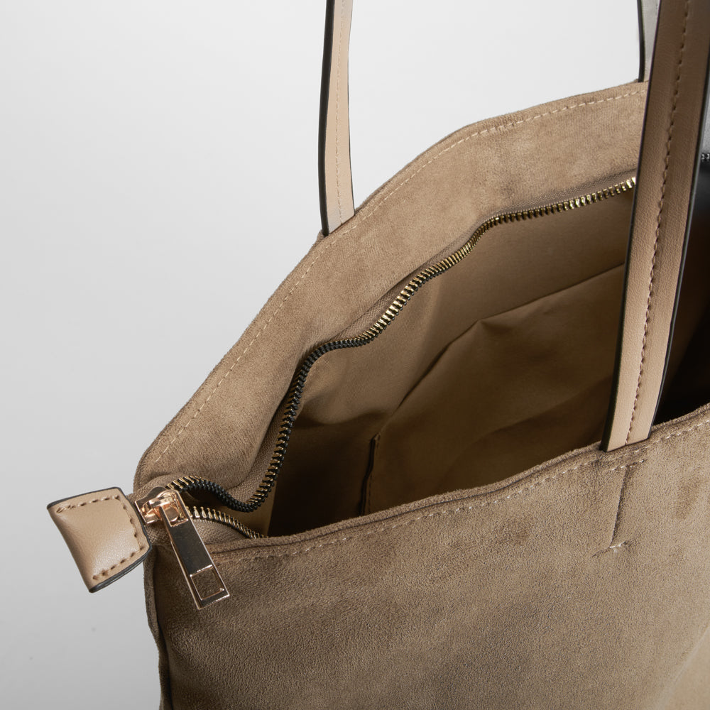 Bolso shopper efecto antelina marrón PICCOLA PIU