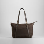 Bolso shopper nylon asa larga marrón PICCOLA PIU