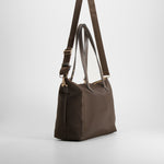 Bolso shopper nylon asa larga marrón PICCOLA PIU