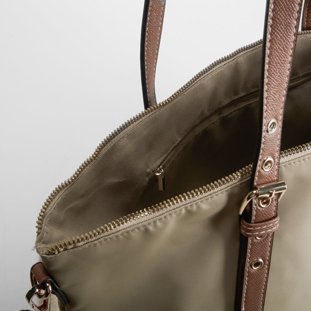 Bolso shopper nylon beige PICCOLA PIU