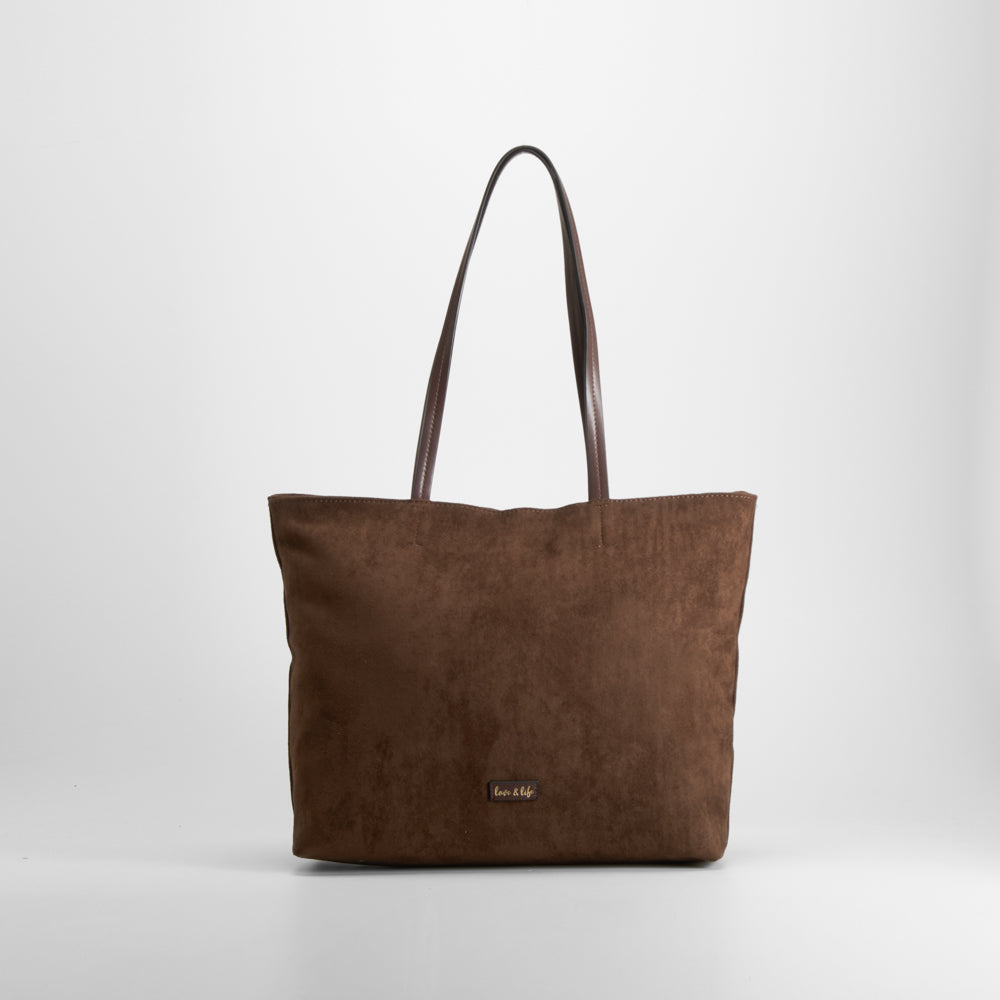 Bolso shopper marron asa larga PICCOLA PIU