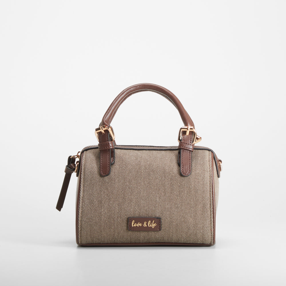 Bolso mano textil marrón Piccola Piu