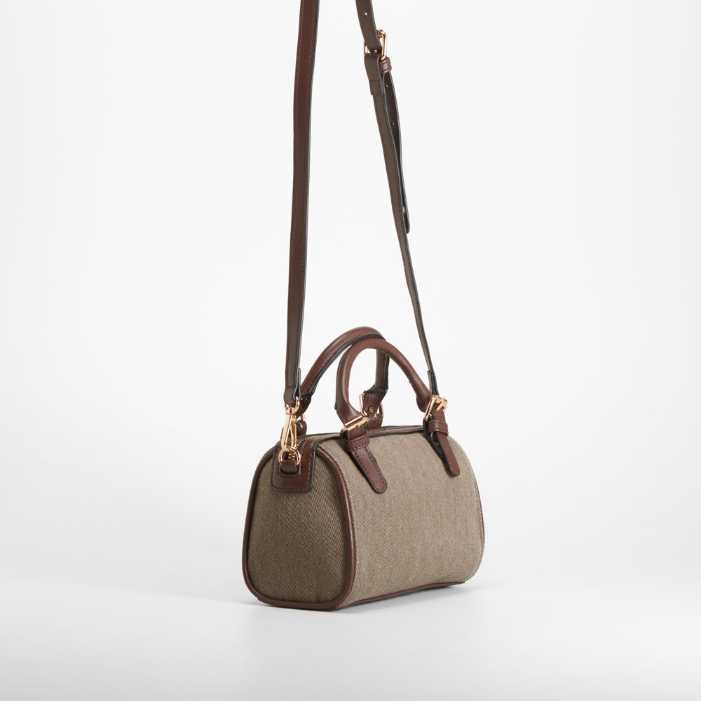 Bolso mano textil marrón Piccola Piu