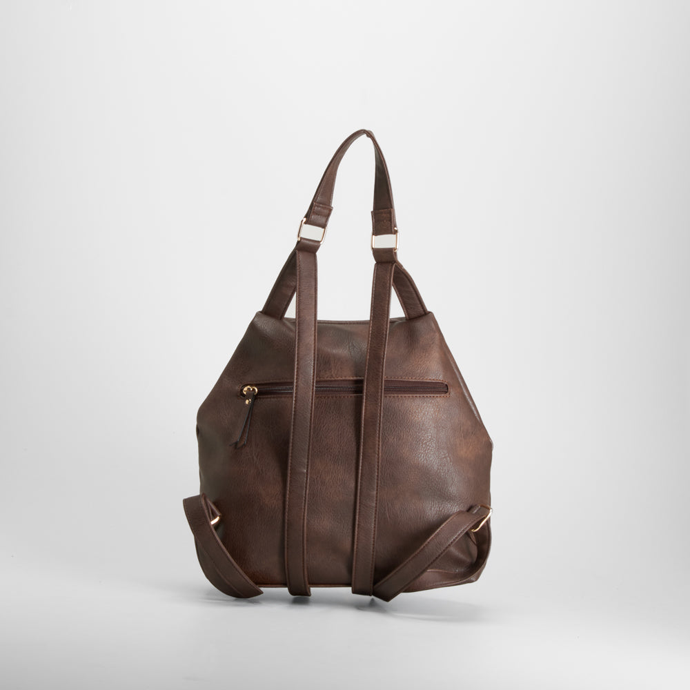 Bolso backpack marrón bordado floral SENDA ROAD