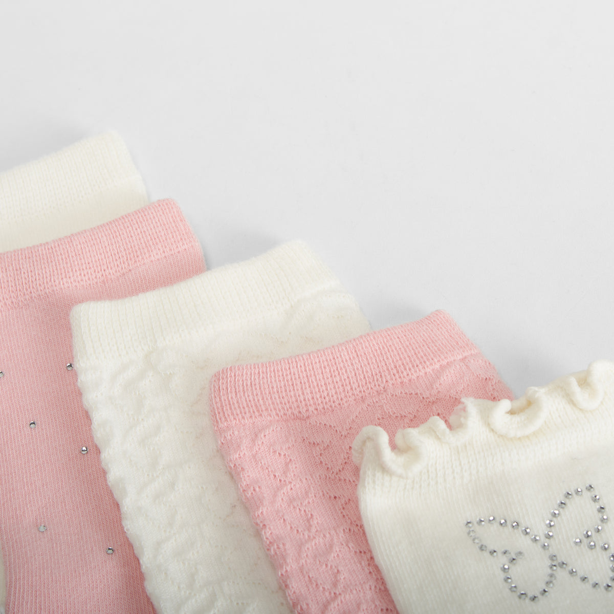 Pack 5 calcetines strass blanco y rosa MERKAL