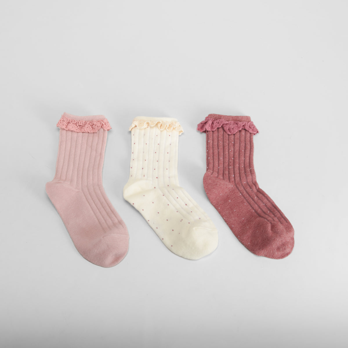 Pack 3 calcetines volantes multicolor rosa MERKAL