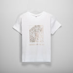 Camiseta manga corta leopardo strass blanca NYC