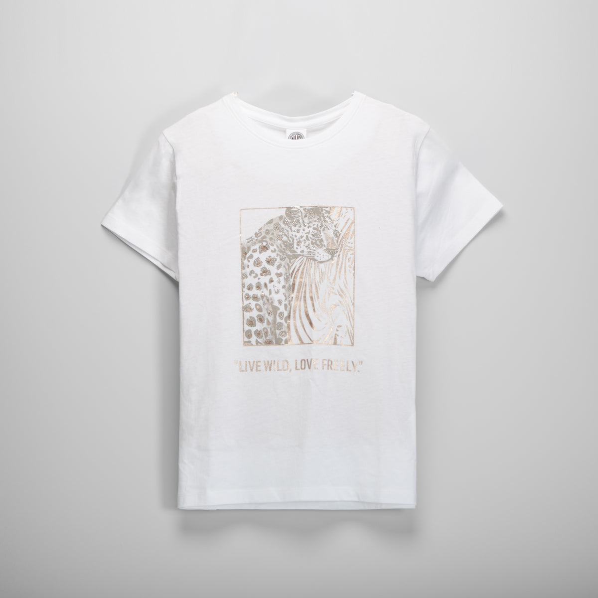 Camiseta manga corta leopardo strass blanca NYC
