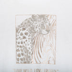 Camiseta manga corta leopardo strass blanca NYC