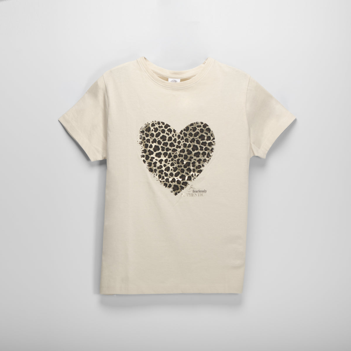 Camiseta manga corta corazón beige NYC