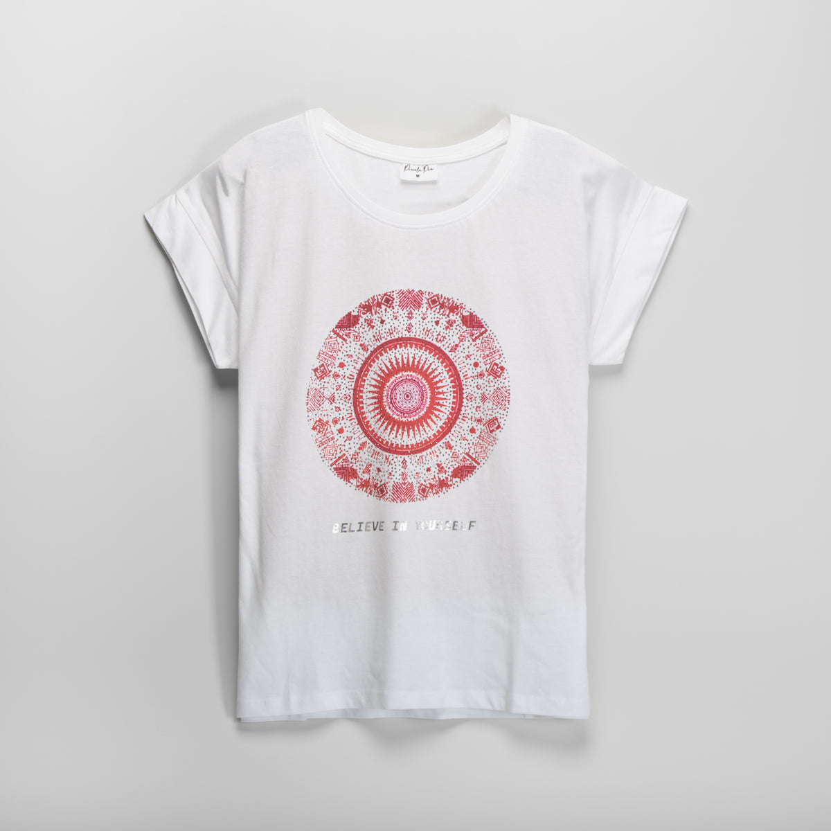 Camiseta blanca manga corta mandala PICCOLA PIU