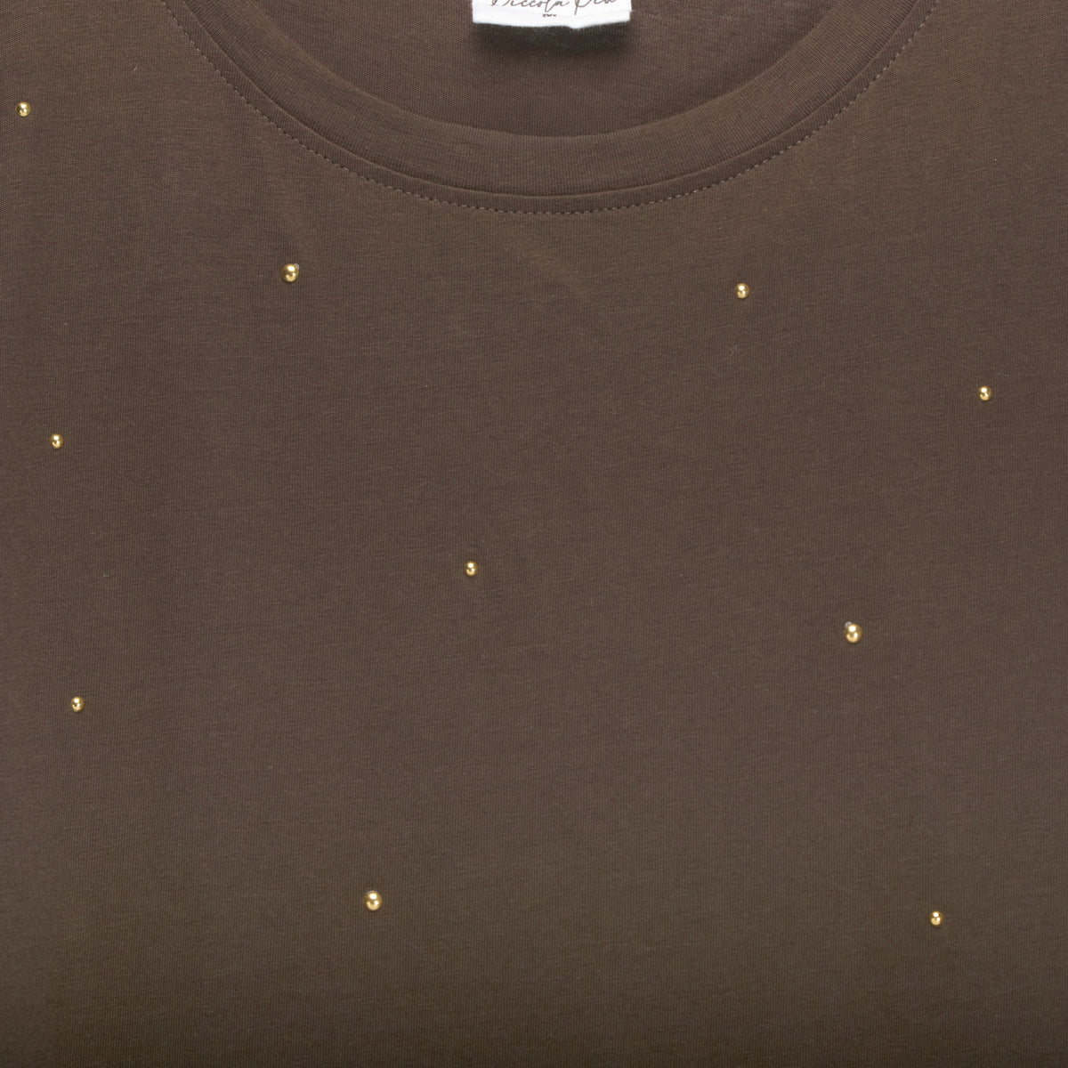 Camiseta manga corta tachas marrón PICCOLA PIU