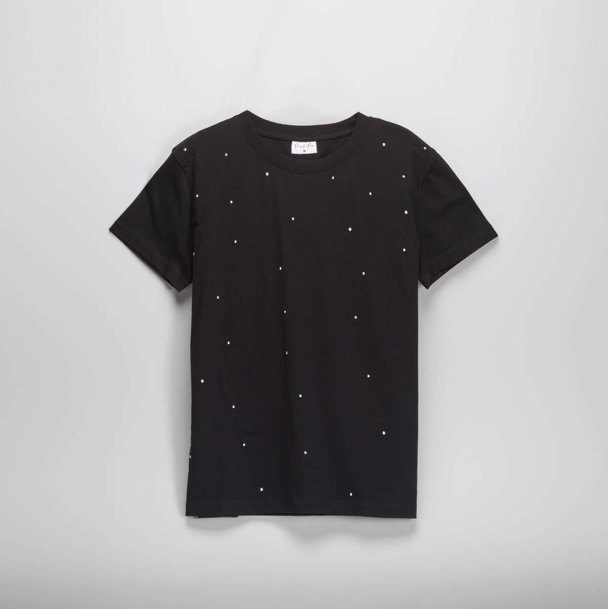 Camiseta manga corta tachas negra PICCOLA PIU