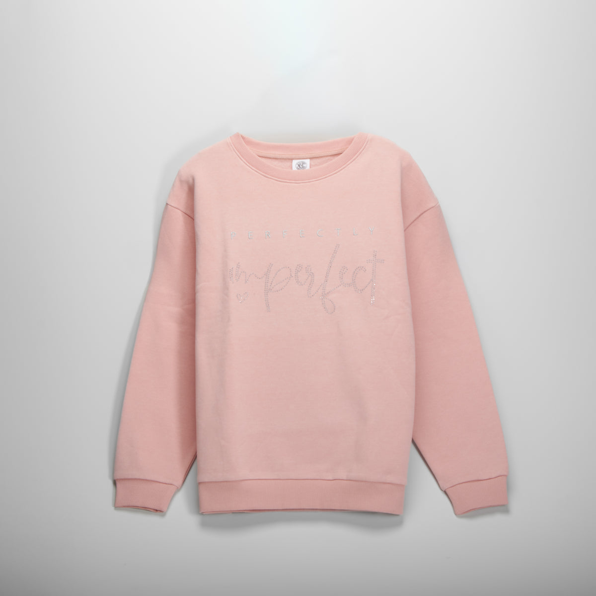 Sudadera cuello redondo con pedrería rosa NYC
