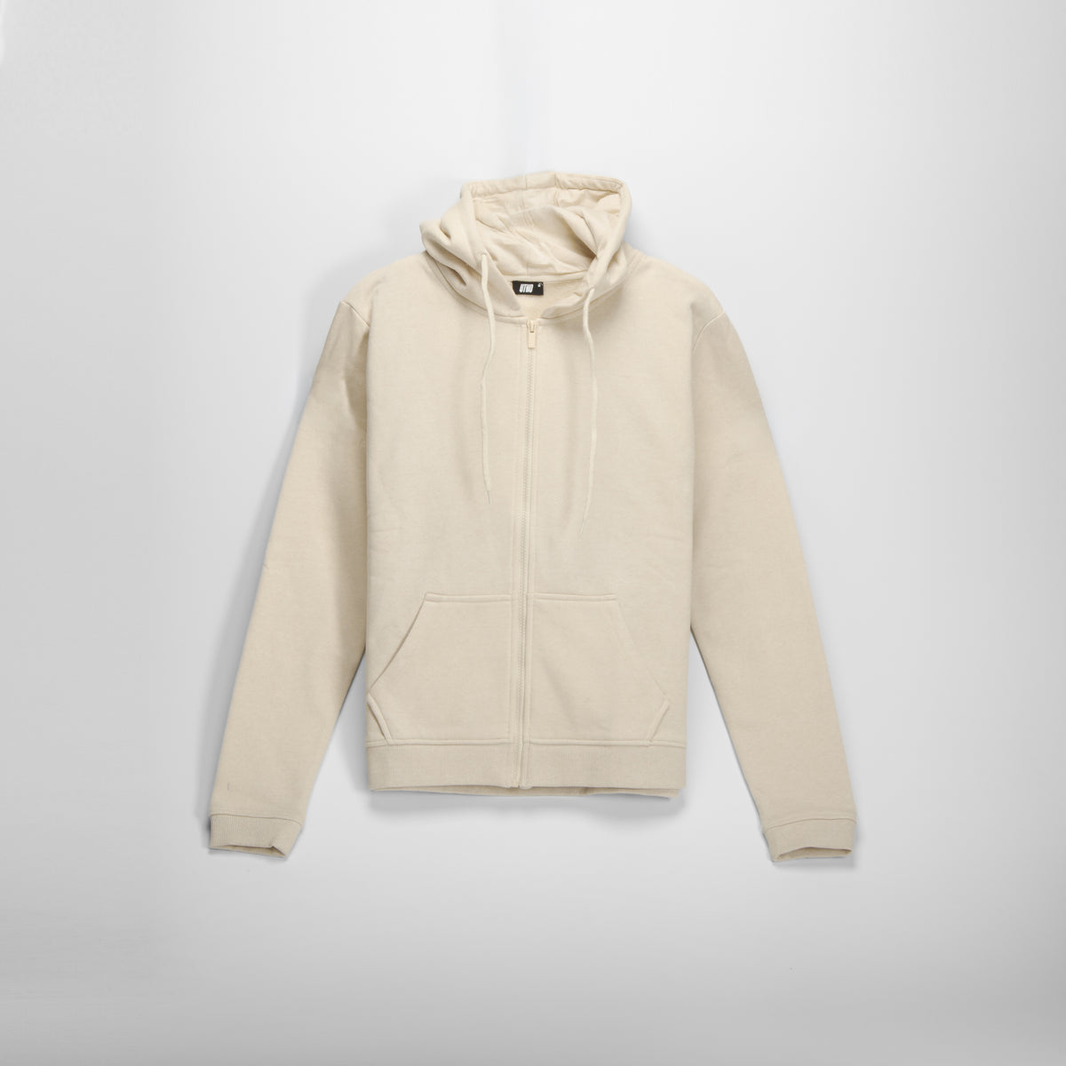 Sudadera capucha cierre cremallera beige UTWO