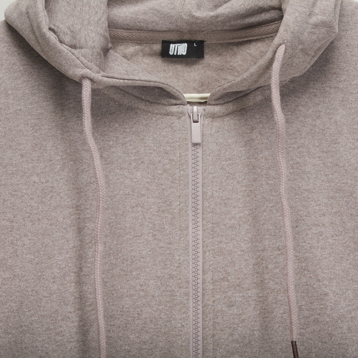 Sudadera capucha y cremallara marrón UTWO