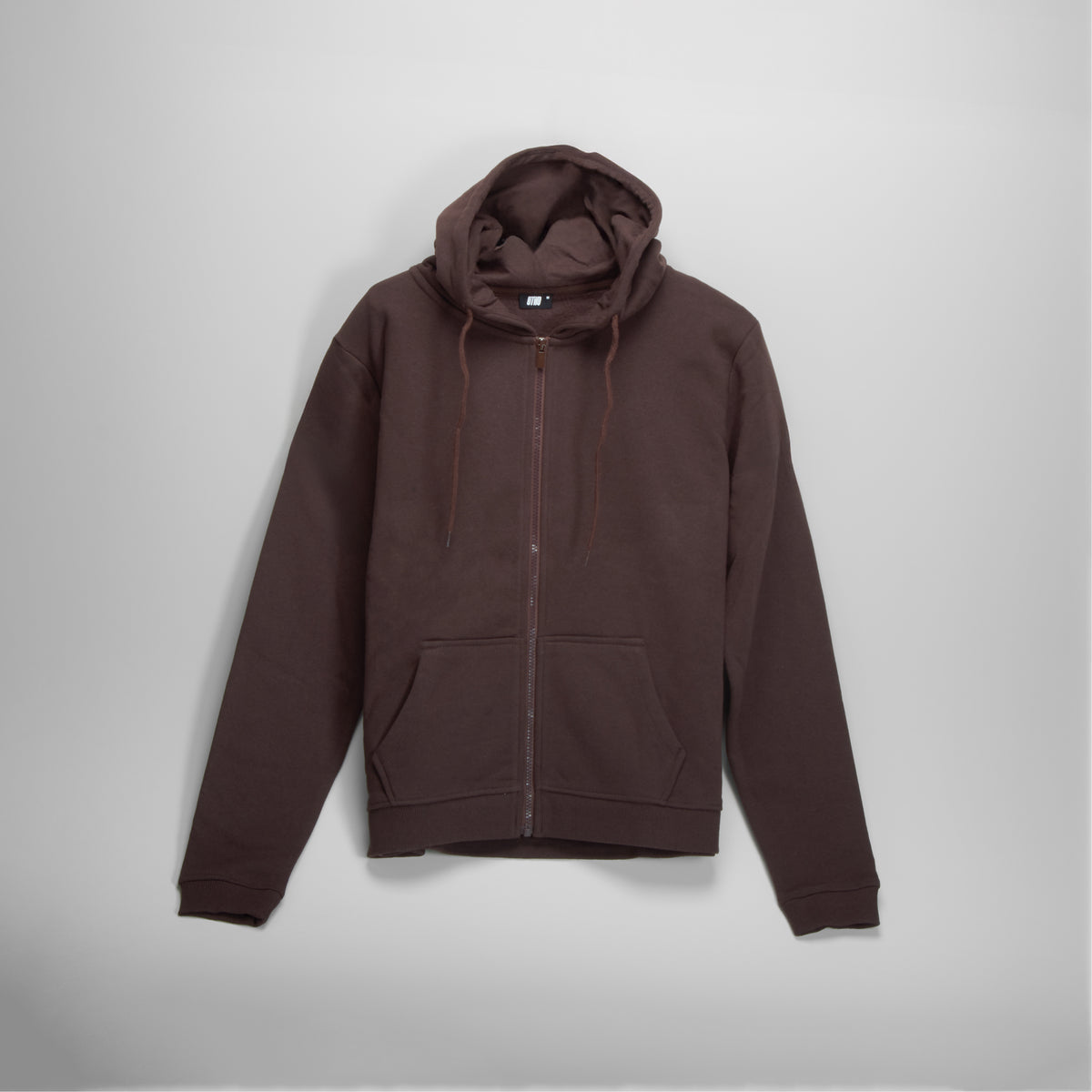 Sudadera capucha cierre cremallera marón UTWO