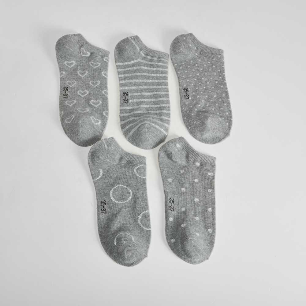 Pack 5 calcetines invisibles puño con brillos - Color: GRIS